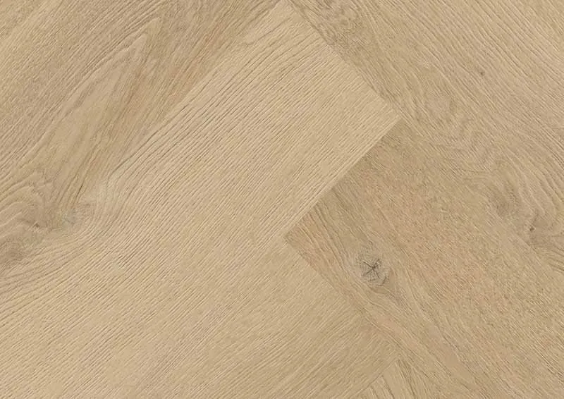 Vinylboden wineo 400 Plain Oak Beige DB281WXS in kleinem XS-Format und Fischgrätverlegung