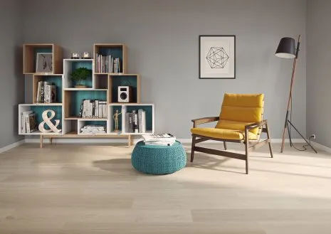 wineo Laminatboden Laminatboden Laminat Lesezimmer Arbeitszimmer Holzoptik hell moederne Einrichtung Eiche